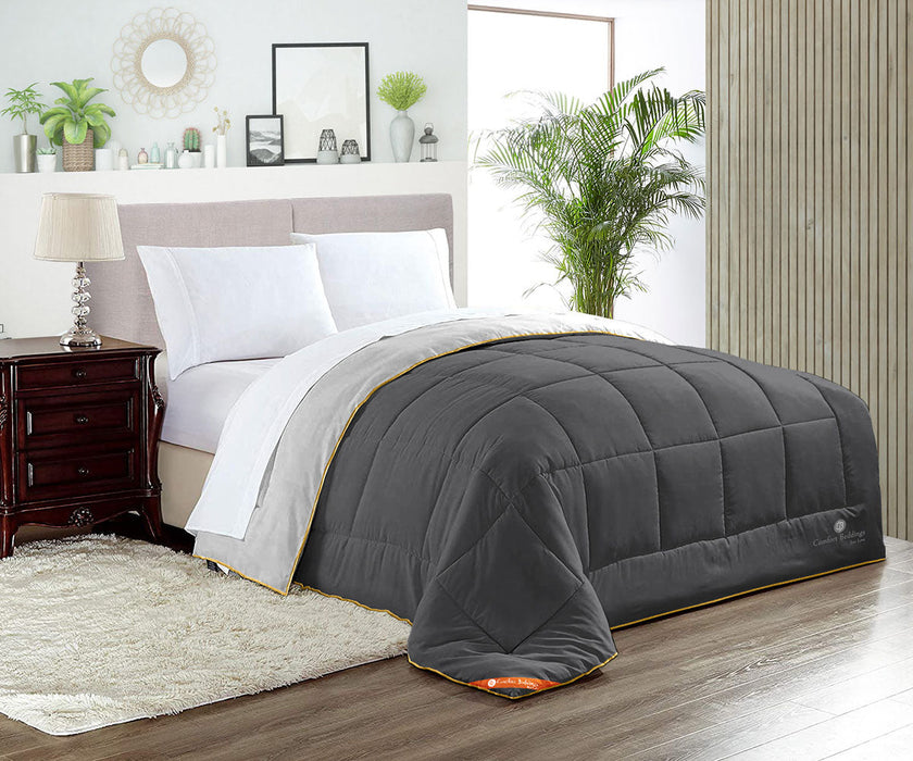 Light grey and dark grey reversible comforter
