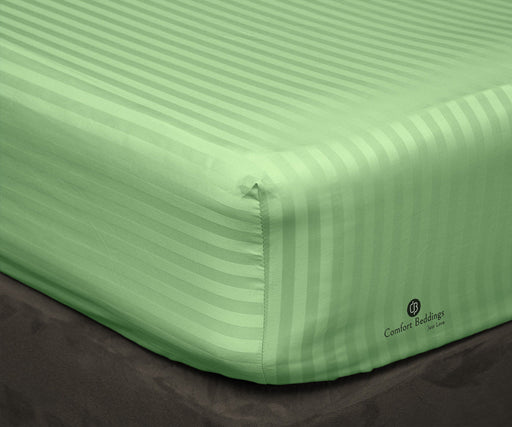 Moss Striped Fitted Bed Sheet - Comfort Beddings