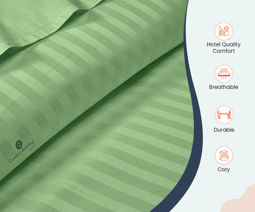 Moss Striped Fitted Bed Sheet - Comfort Beddings