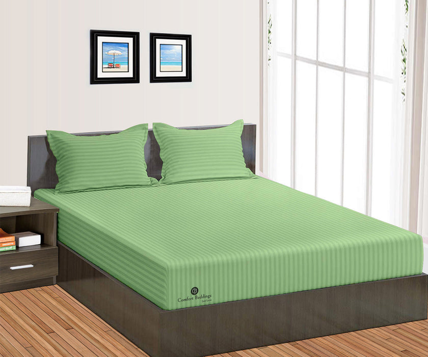 Moss Striped Fitted Bed Sheet - Comfort Beddings