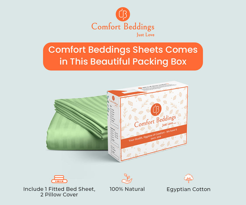 Moss Striped Fitted Bed Sheet - Comfort Beddings
