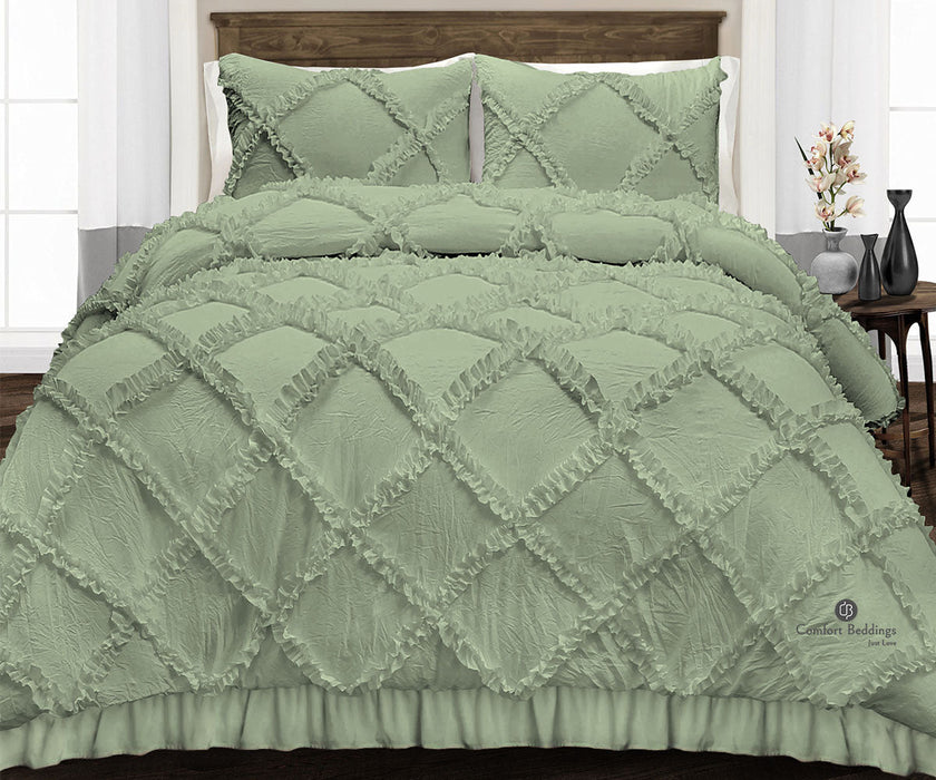 Moss Diamond Ruffled comforter