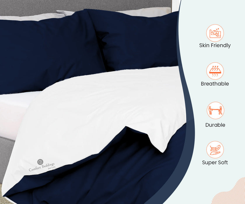 Navy Blue Reversible Duvet Cover