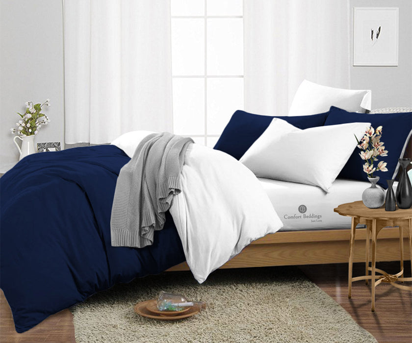 Navy Blue Reversible Duvet Cover