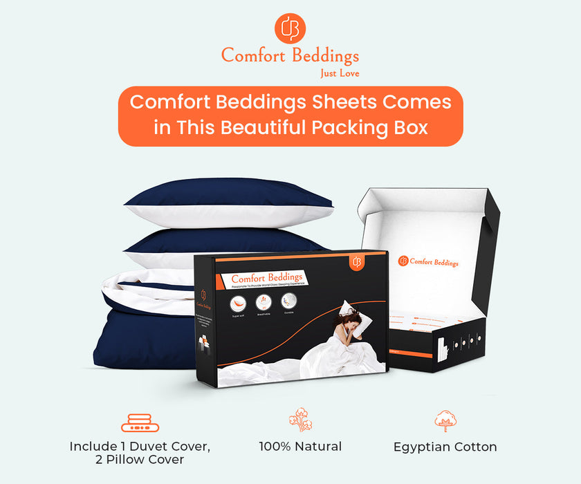 Navy Blue Reversible Duvet Cover