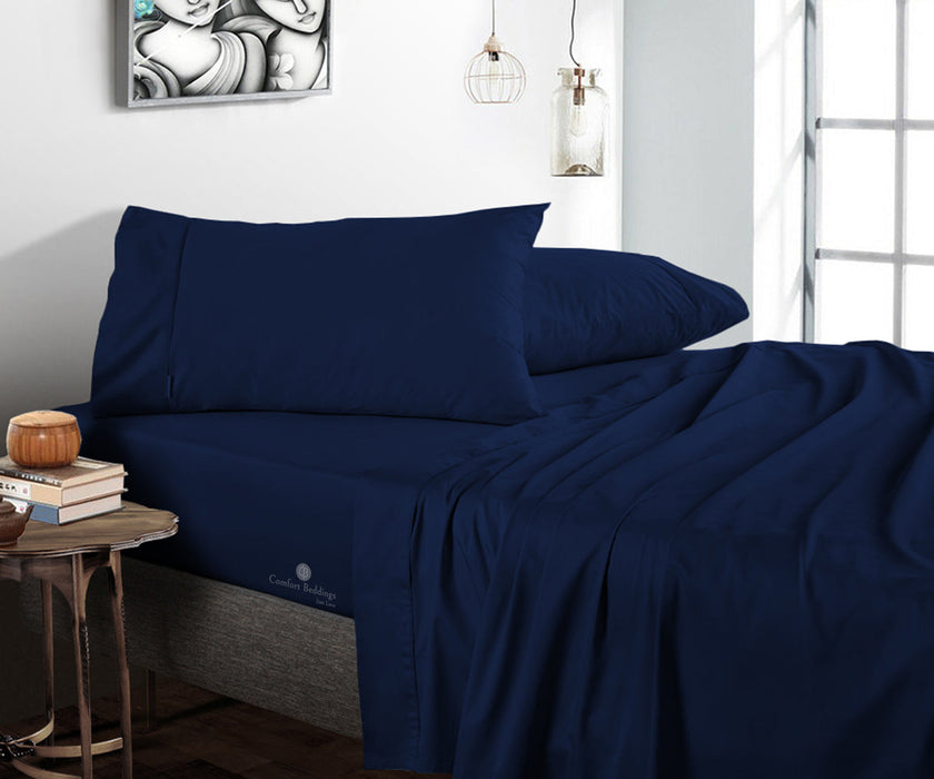 navy blue flat bed sheets
