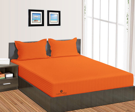 Orange Stripe Fitted Bed Sheet - Comfort Beddings