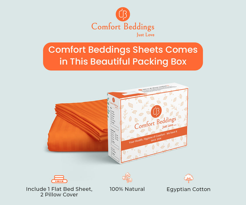 orange stripe flat bed sheet