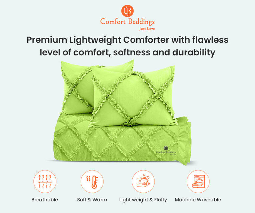 Parrot Green Diamond Ruffled comforter