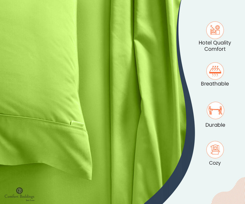 Parrot Green Fitted Bed Sheet - Comfort Beddings