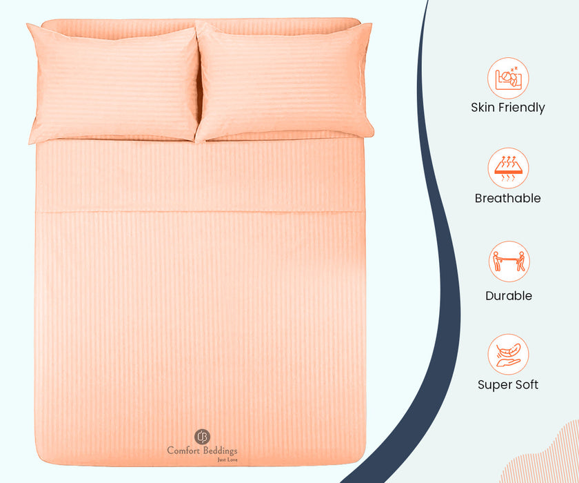 peach stripe queen size flat sheet size