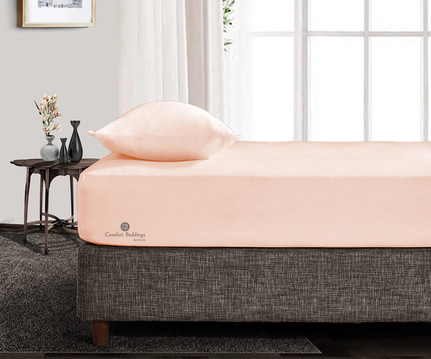 Peach Fitted Bed Sheet - Comfort Beddings