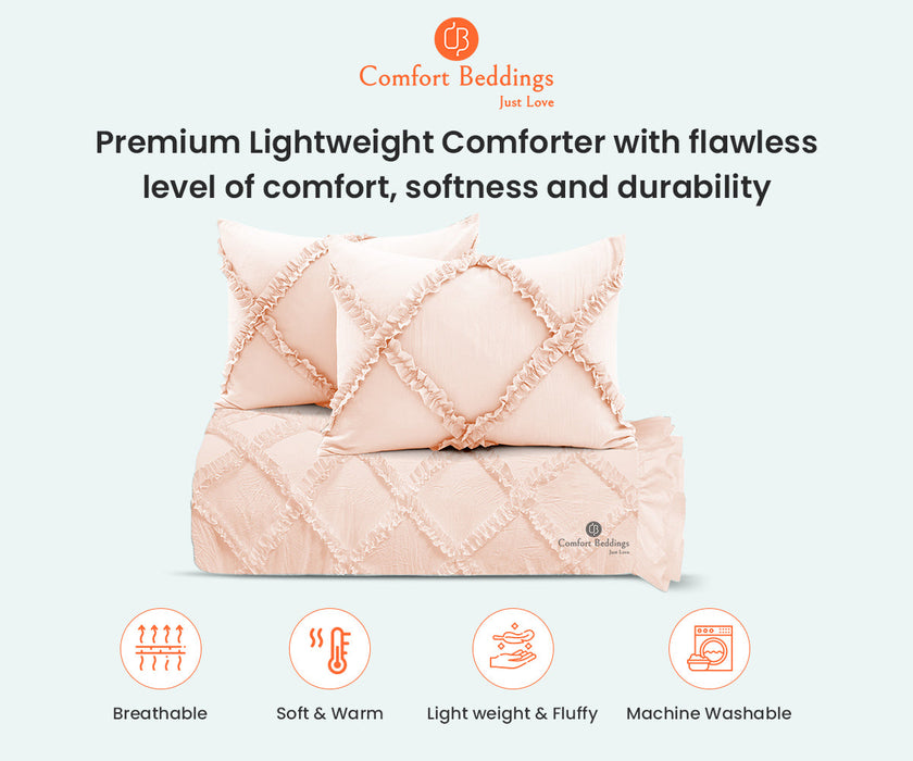 Peach Diamond Ruffled comforter