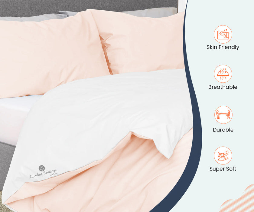 Peach Reversible Duvet Cover