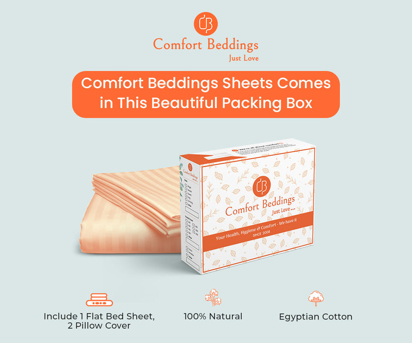 peach stripe flat bed sheet