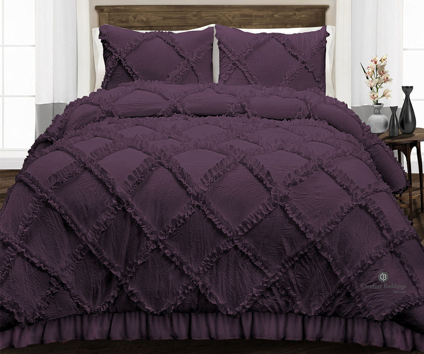 Plum Diamond Ruffled comforter