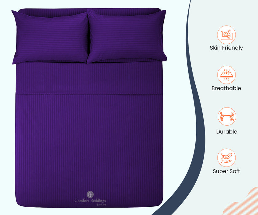 purple stripe queen size flat sheet size
