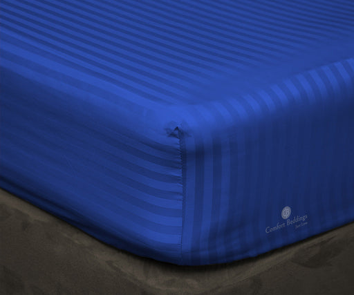 Royal Blue Stripe Fitted Bed Sheet - Comfort Beddings