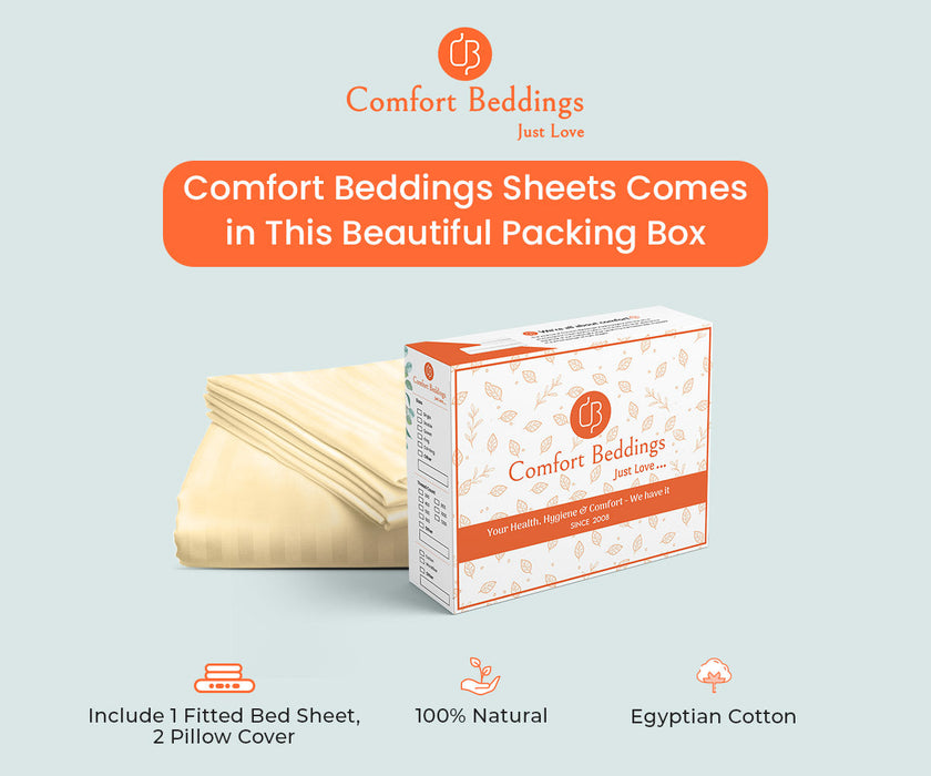 Rust Striped Fitted Bed Sheet - Comfort Beddings