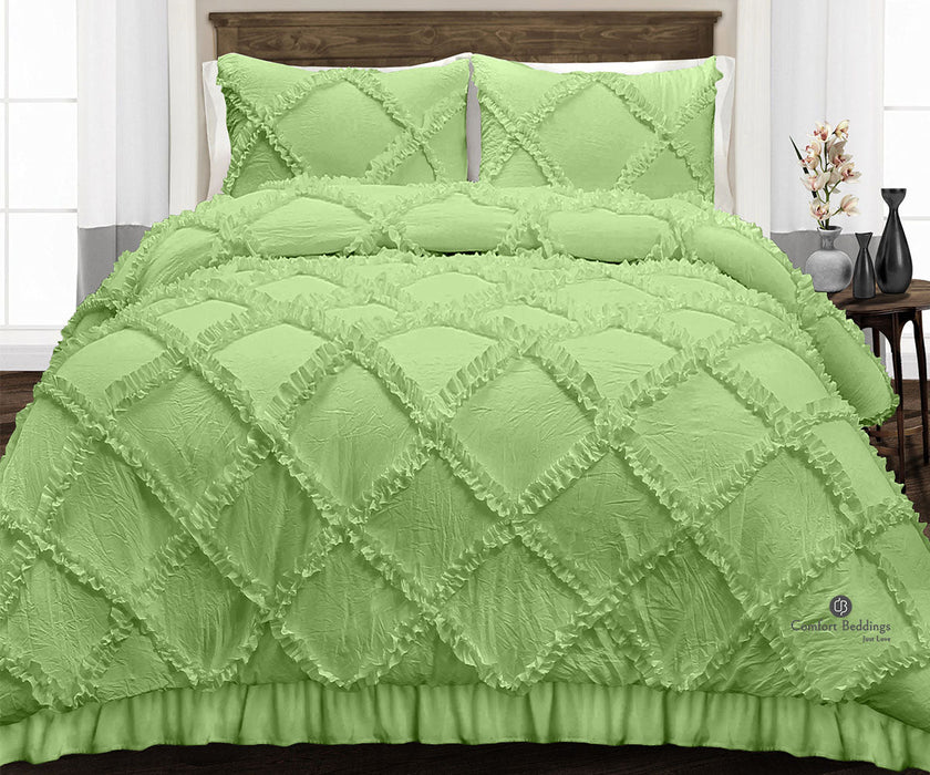 Sage Diamond Ruffled comforter