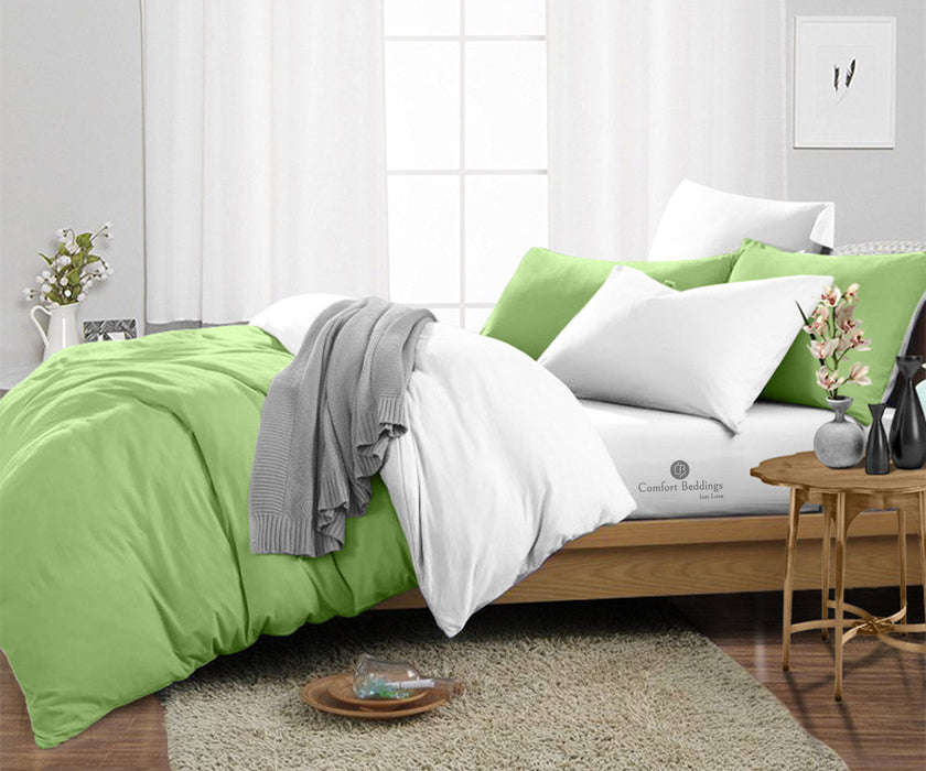Sage White Reversible Duvet Cover