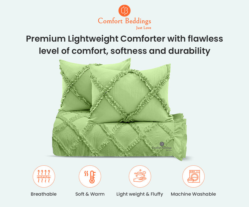 Sage Diamond Ruffled comforter