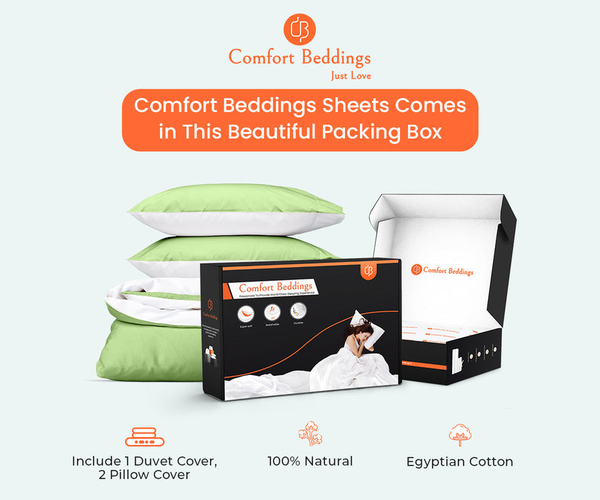 Sage White Reversible Duvet Cover