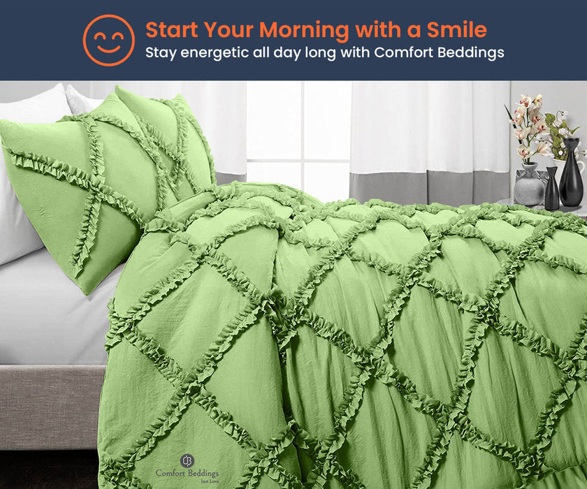 Sage Diamond Ruffled comforter