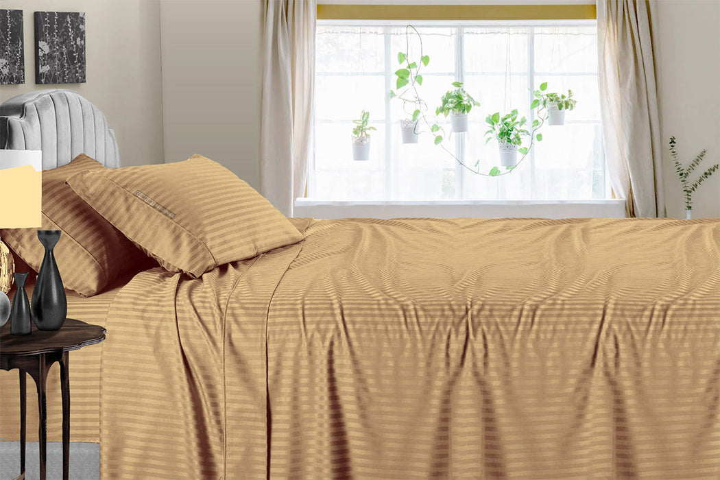 Classy Taupe Striped King Sheet Set