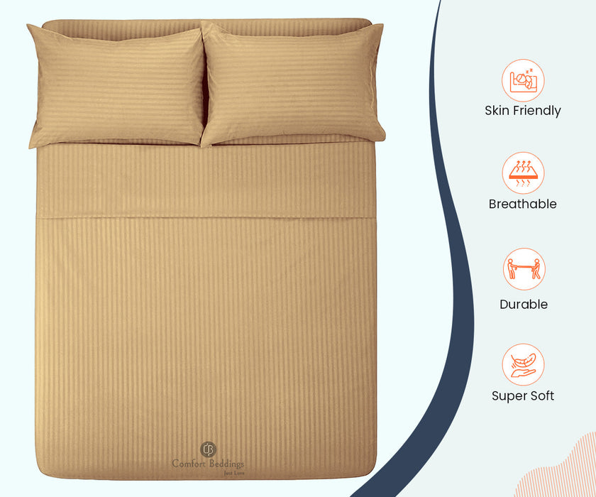 taupe stripe queen size flat sheet size