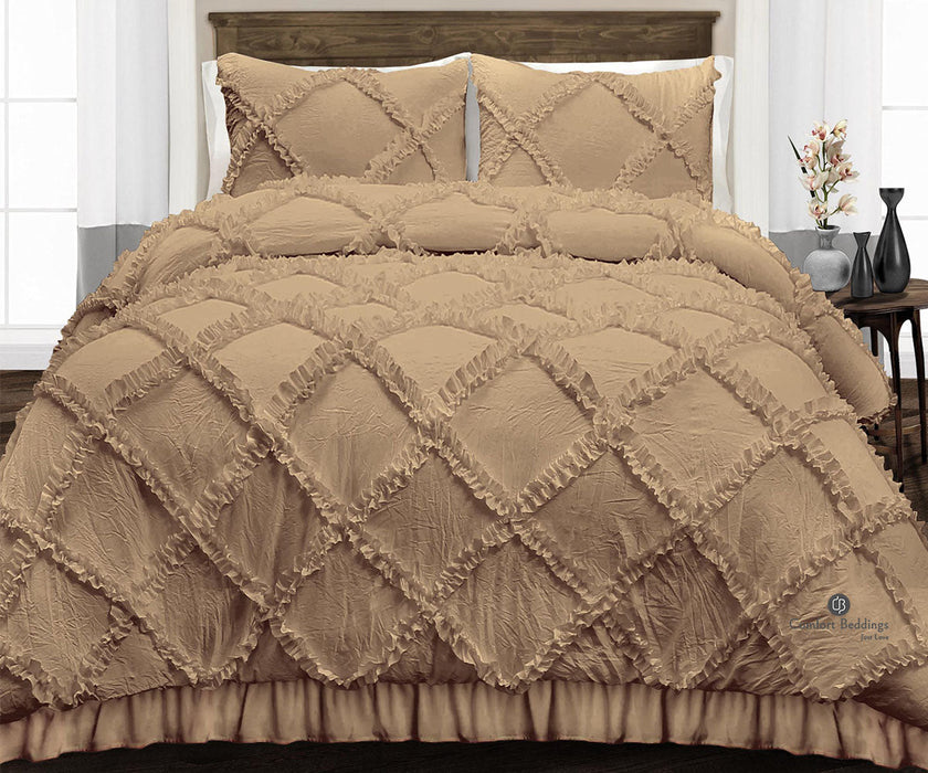 Taupe Diamond Ruffled comforter