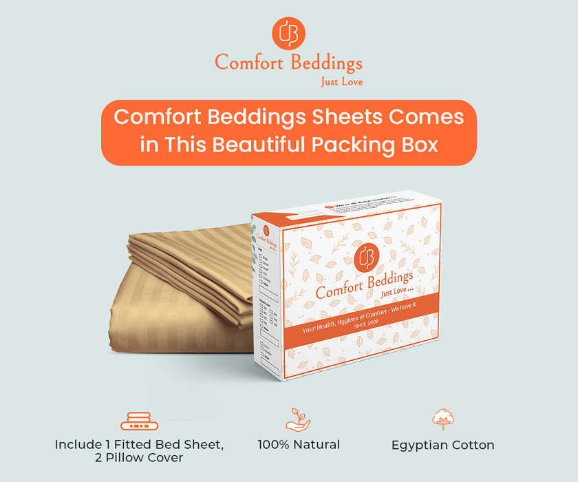 Taupe Stripe Fitted Bed Sheet - Comfort Beddings