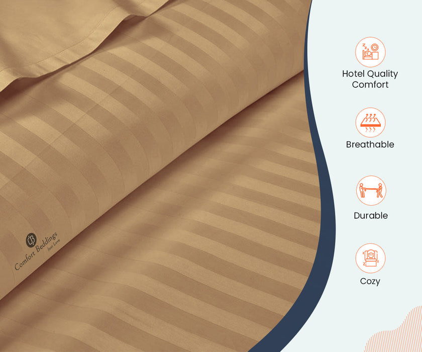 Taupe Stripe Fitted Bed Sheet - Comfort Beddings