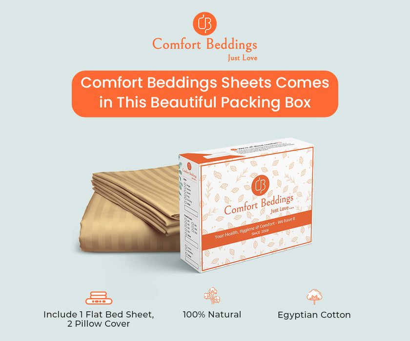 taupe stripe flat bed sheet