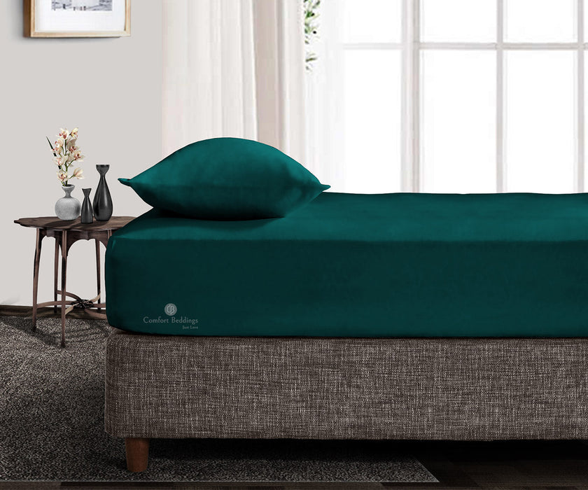 Teal Fitted Bed Sheet - Comfort Beddings