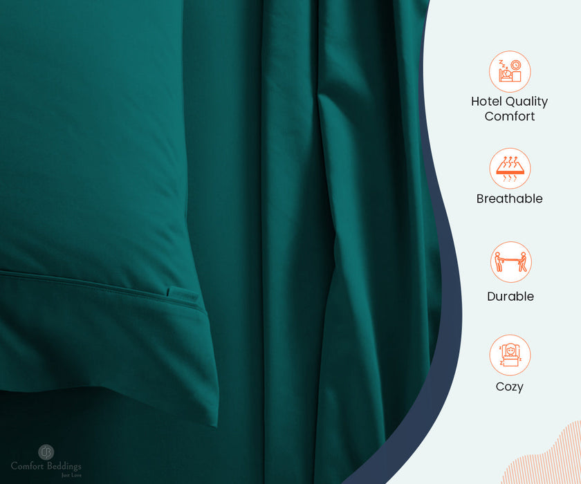 Teal Fitted Bed Sheet - Comfort Beddings