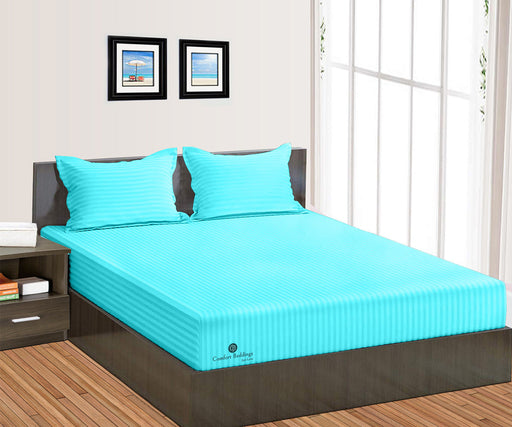 Turquoise blue Stripe Fitted Bed Sheet - Comfort Beddings