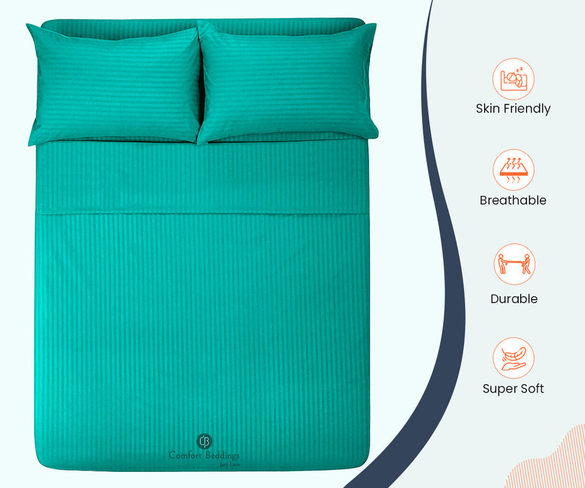 Turquoise Green Stripe Bed Sheets - Comfort Beddings