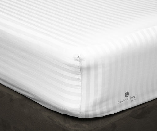 White Striped Fitted Bed Sheet - Comfort Beddings