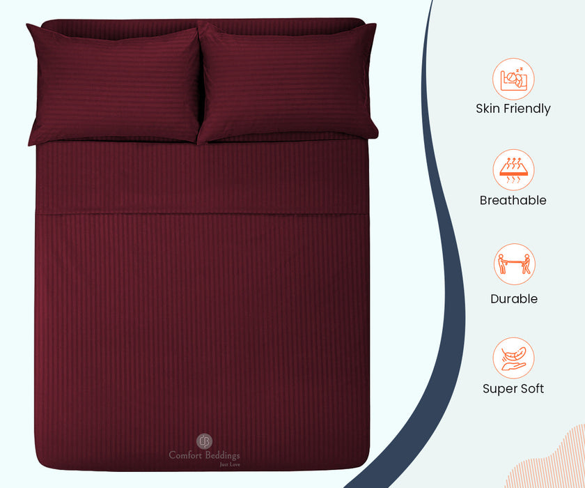 wine stripe queen size flat sheet size