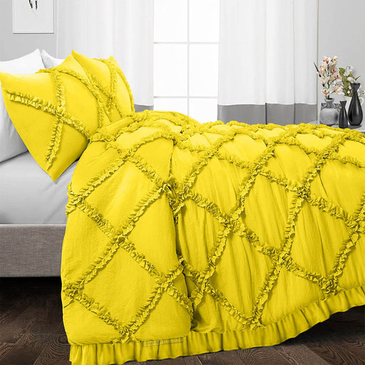 Egyptian Cotton Yellow Diamond Ruffled comforter