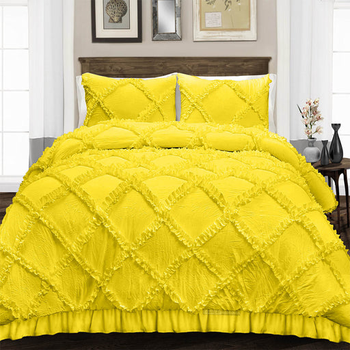 Egyptian Cotton Yellow Diamond Ruffled comforter