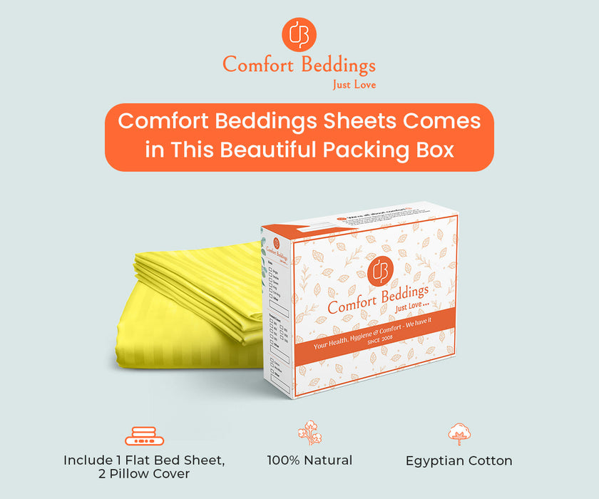 yellow stripe flat bed sheet