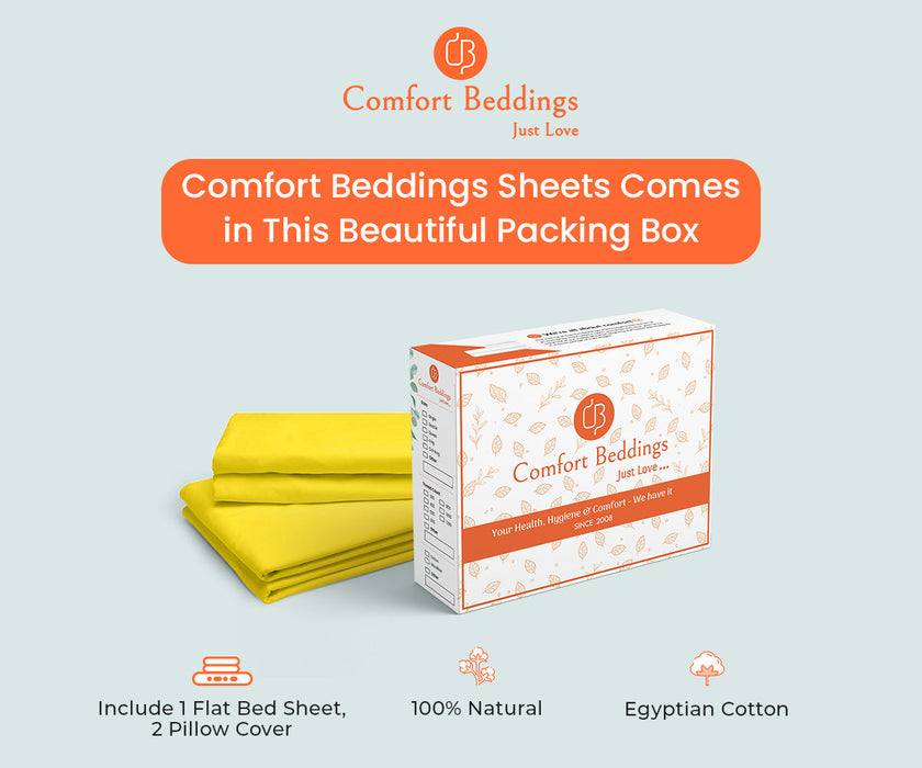 yellow flat bed sheet