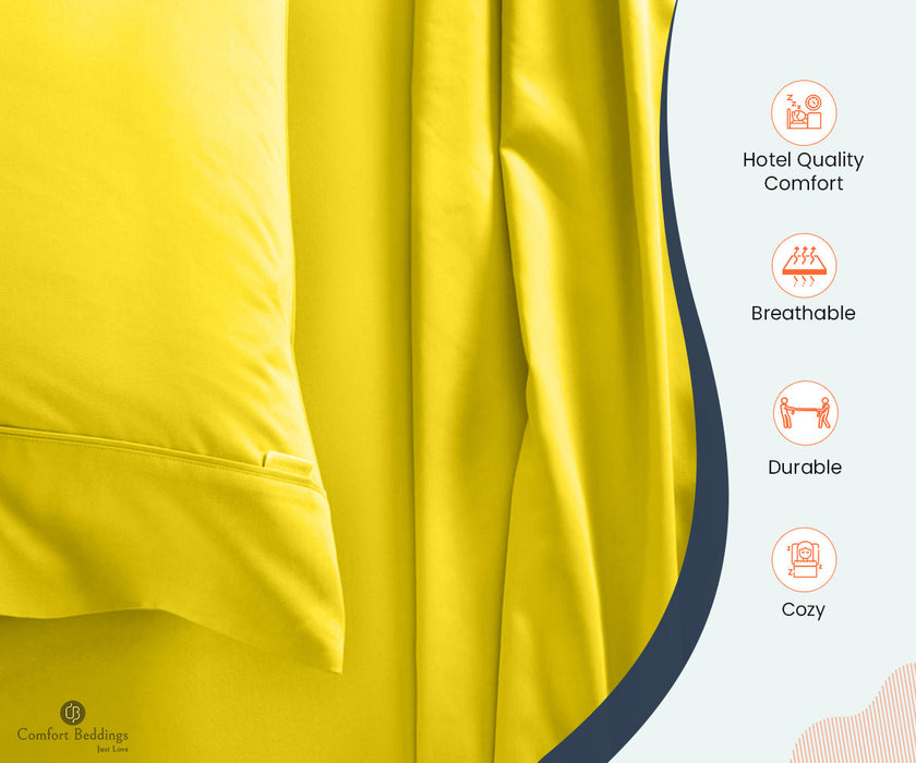 Yellow Fitted Bed Sheet - Comfort Beddings