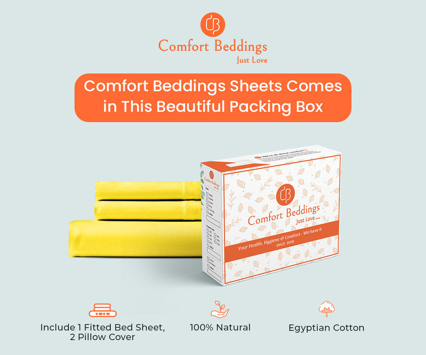 Yellow Fitted Bed Sheet - Comfort Beddings
