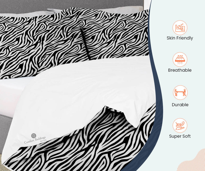 Zebra Print Reversible Duvet Cover
