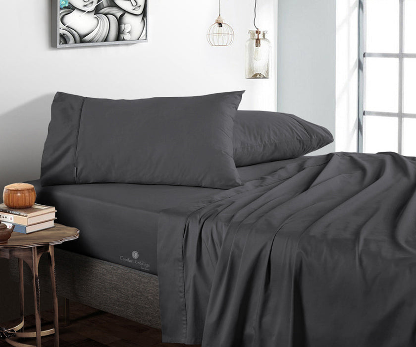 Dark Grey Pack Of 2 Flat Bedsheet - Comfort Beddings