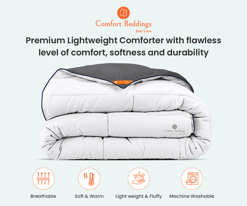 Dark grey and white reversible comforter - Comfort Beddings