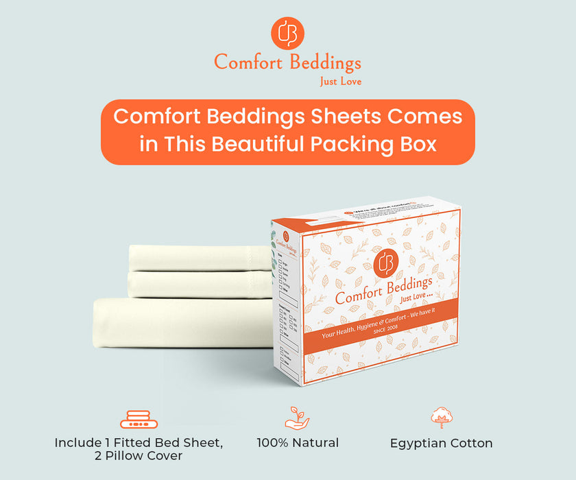 Ivory Fitted Bed Sheet - Comfort Beddings